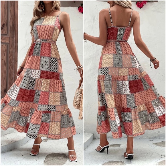 Boho Print Cami Cottagecore Maxi Dress - Picture 5 of 8